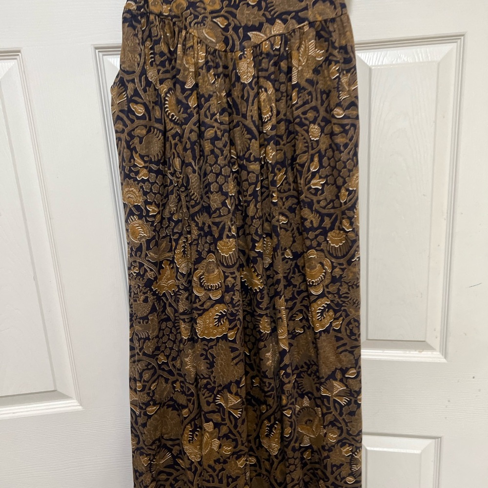 VNTG Claudine Bueché brown strapless floral cotton couchette pockets dress sz 10 - Picture 4 of 15